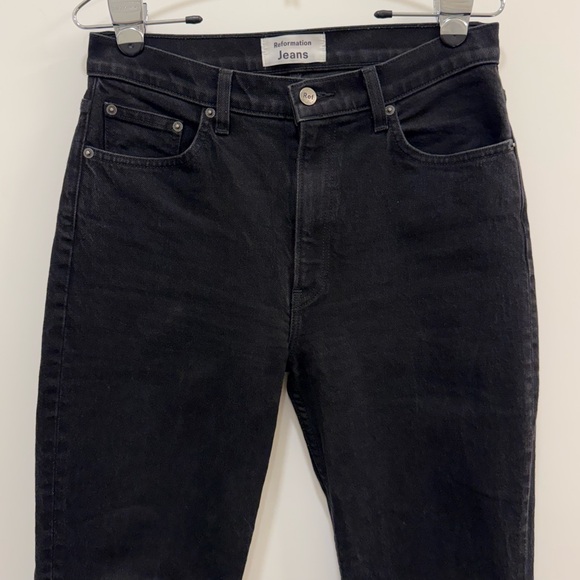 REFORMATION Liza High Rise Straight Cropped Jeans Faded Black Size 29 - Picture 7 of 12